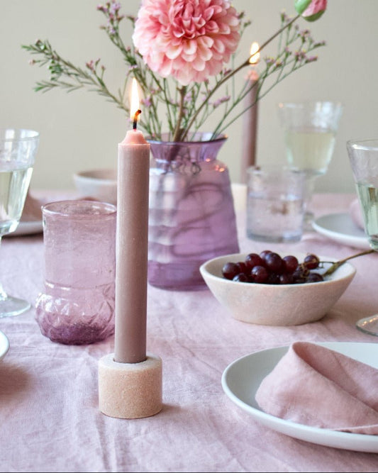 Candleholder pink marble