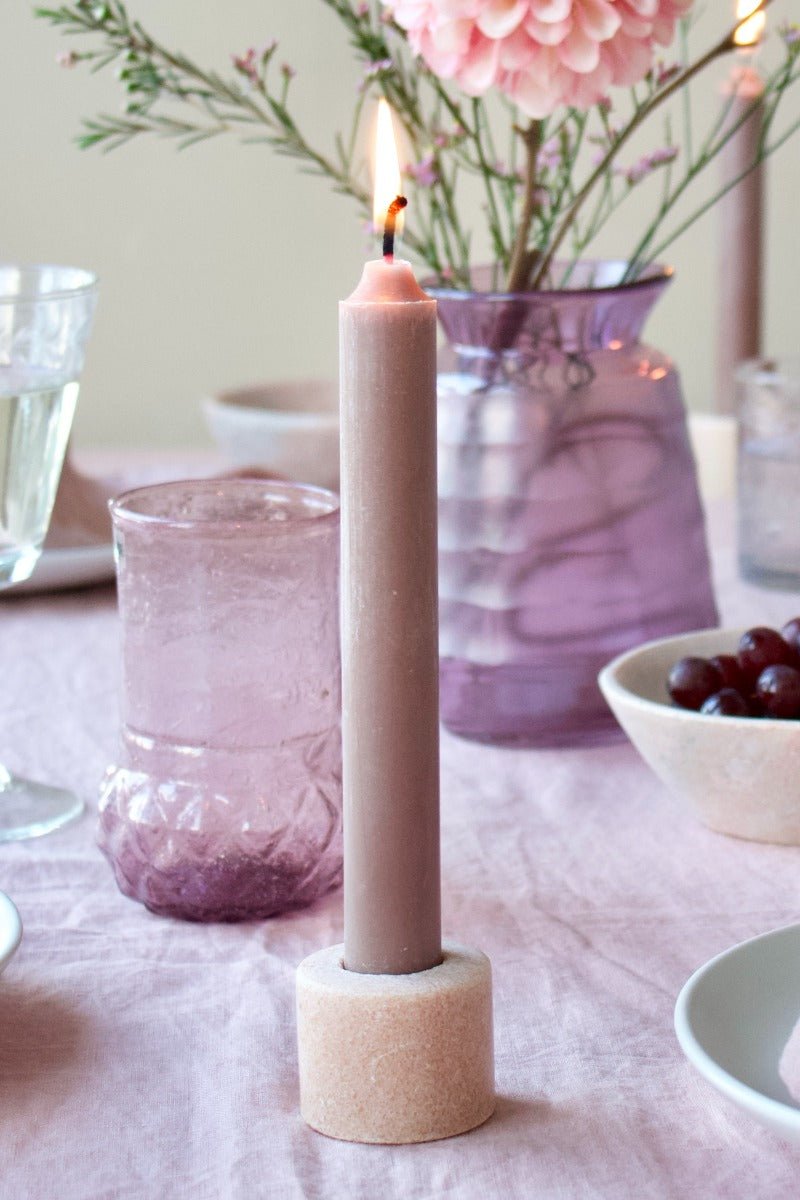 Bougeoir en marbre rose