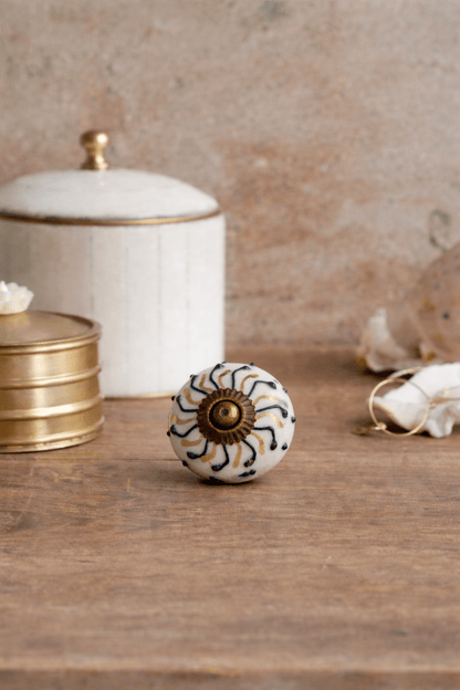 Keramische Knop Black Gold Swirl