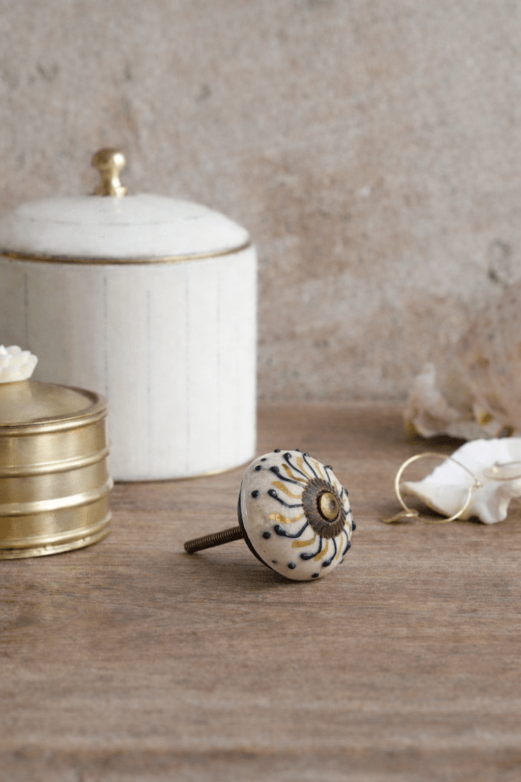 Keramische Knop Black Gold Swirl