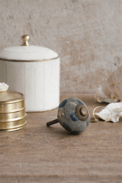 Keramische knop, blauwe borstel