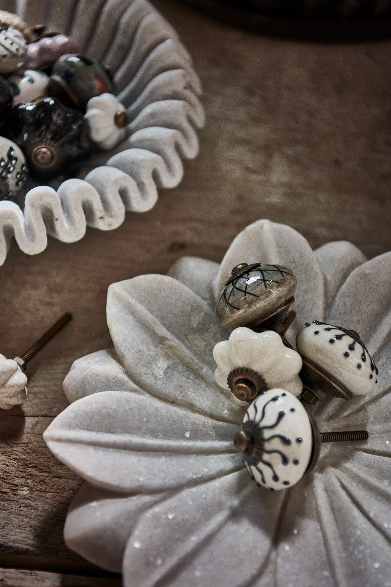 Keramische Knop Blue Flower