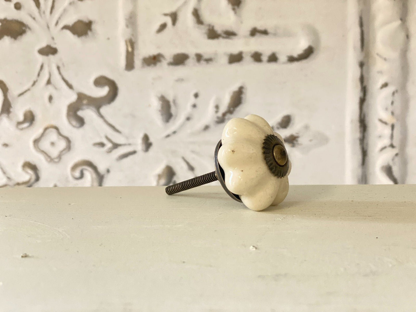 Keramische knop Crème Bloom