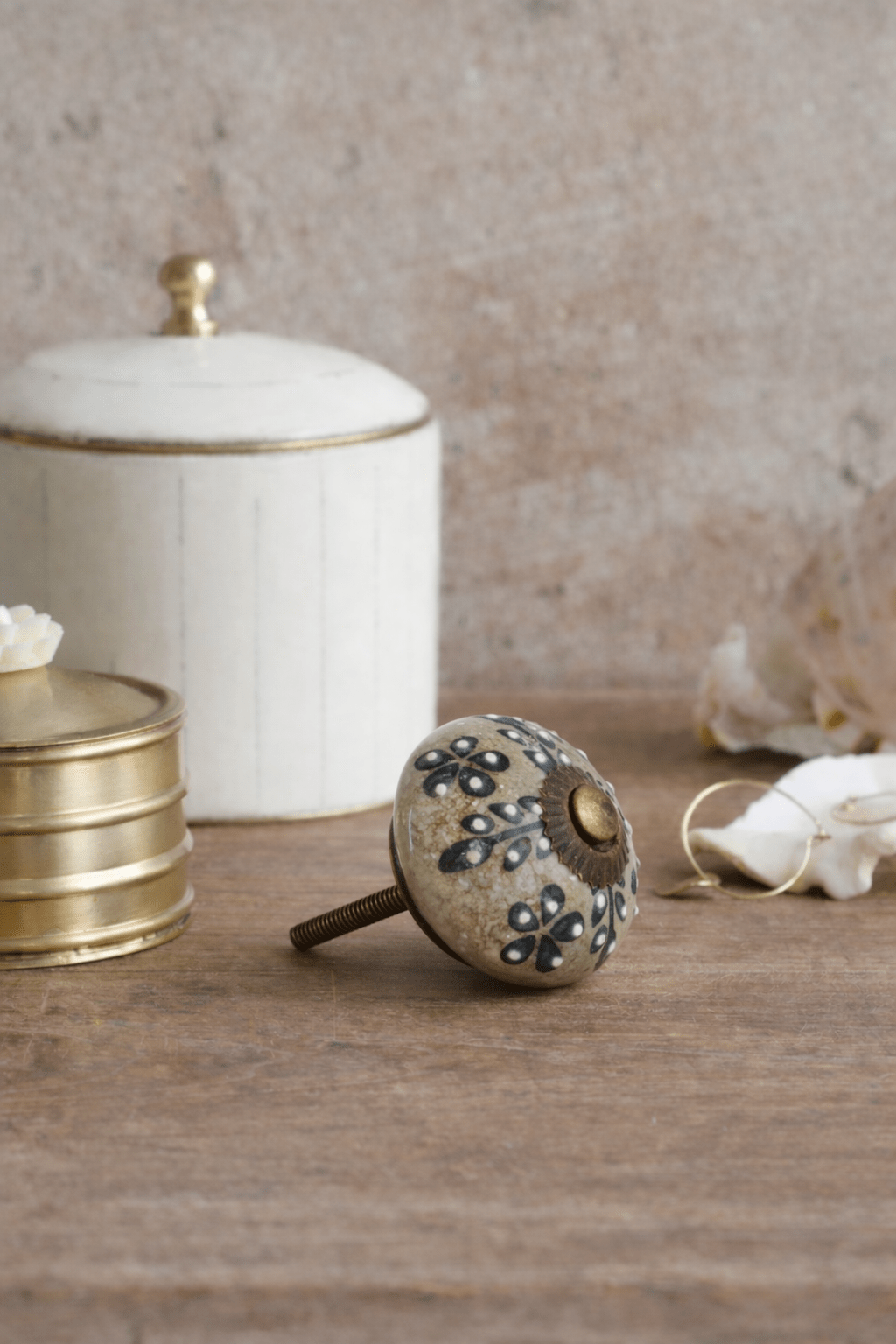 Keramische Knop Grey Petal