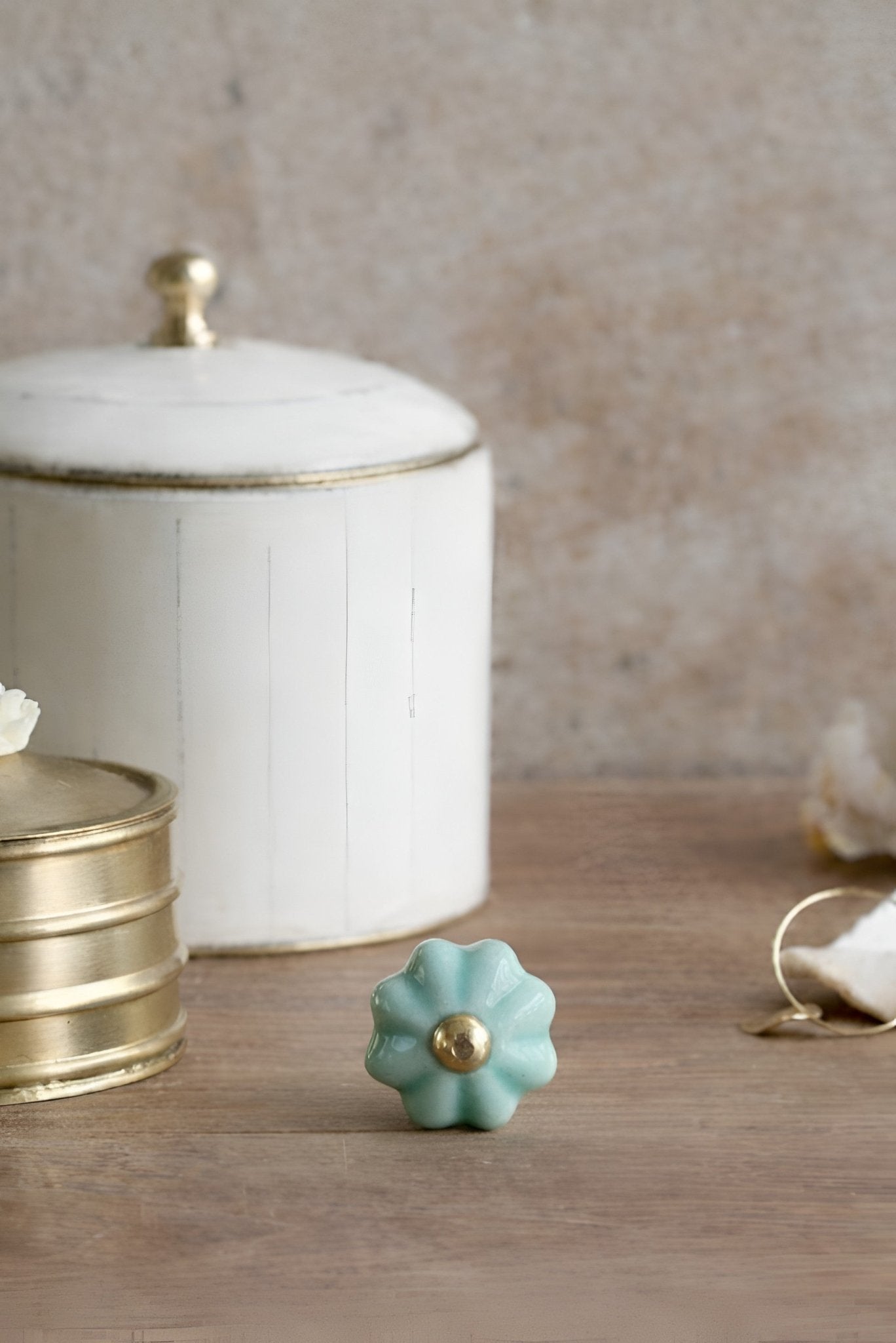 Keramische Knop Mint Bloom