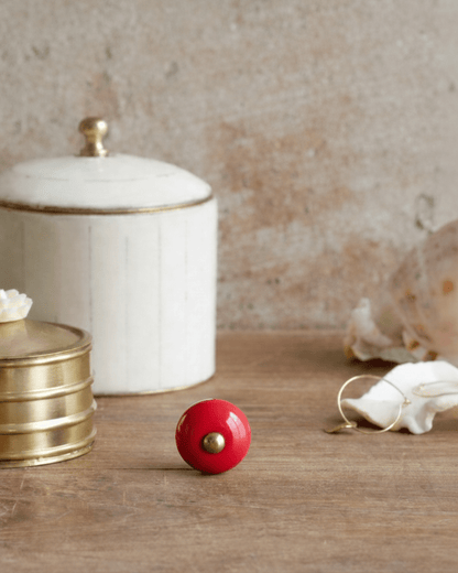 Keramische Knop Red Ochre Round