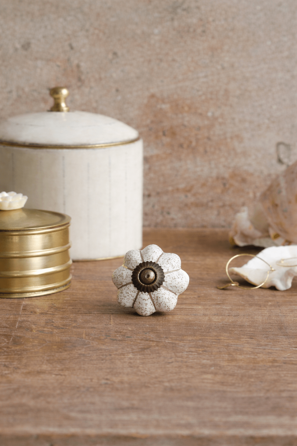 Keramische Knop Speckled White Bloom