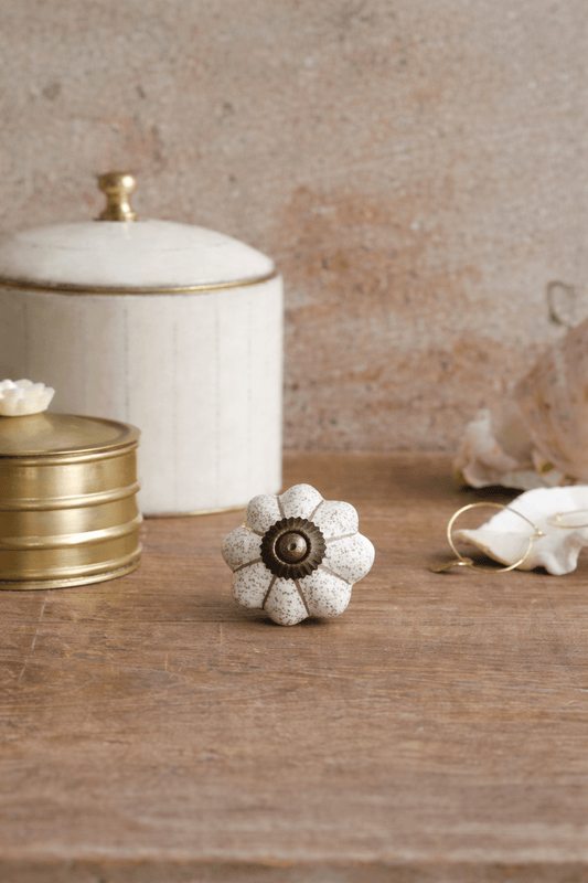 Keramische Knop Speckled White Bloom
