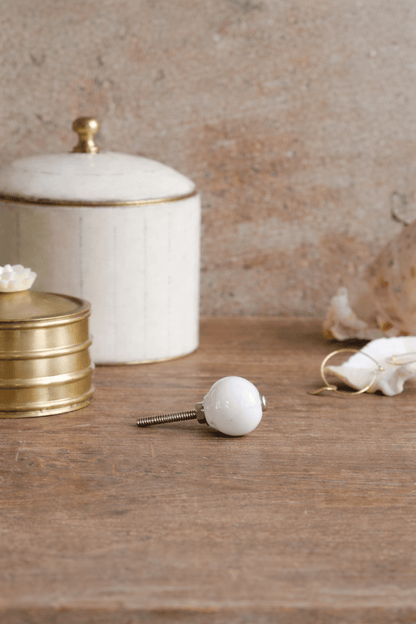 Ronde keramische knop, wit