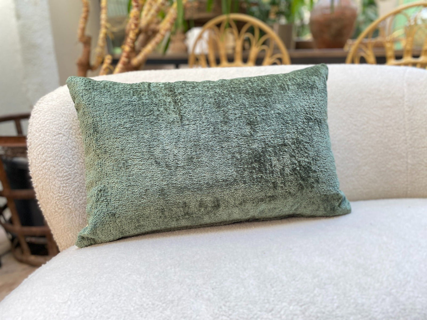 Chenille kussenhoes Forrest groen