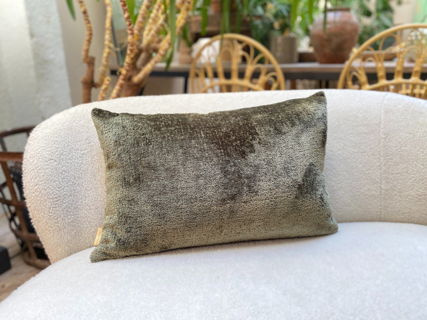Chenille cushion cover olive 503