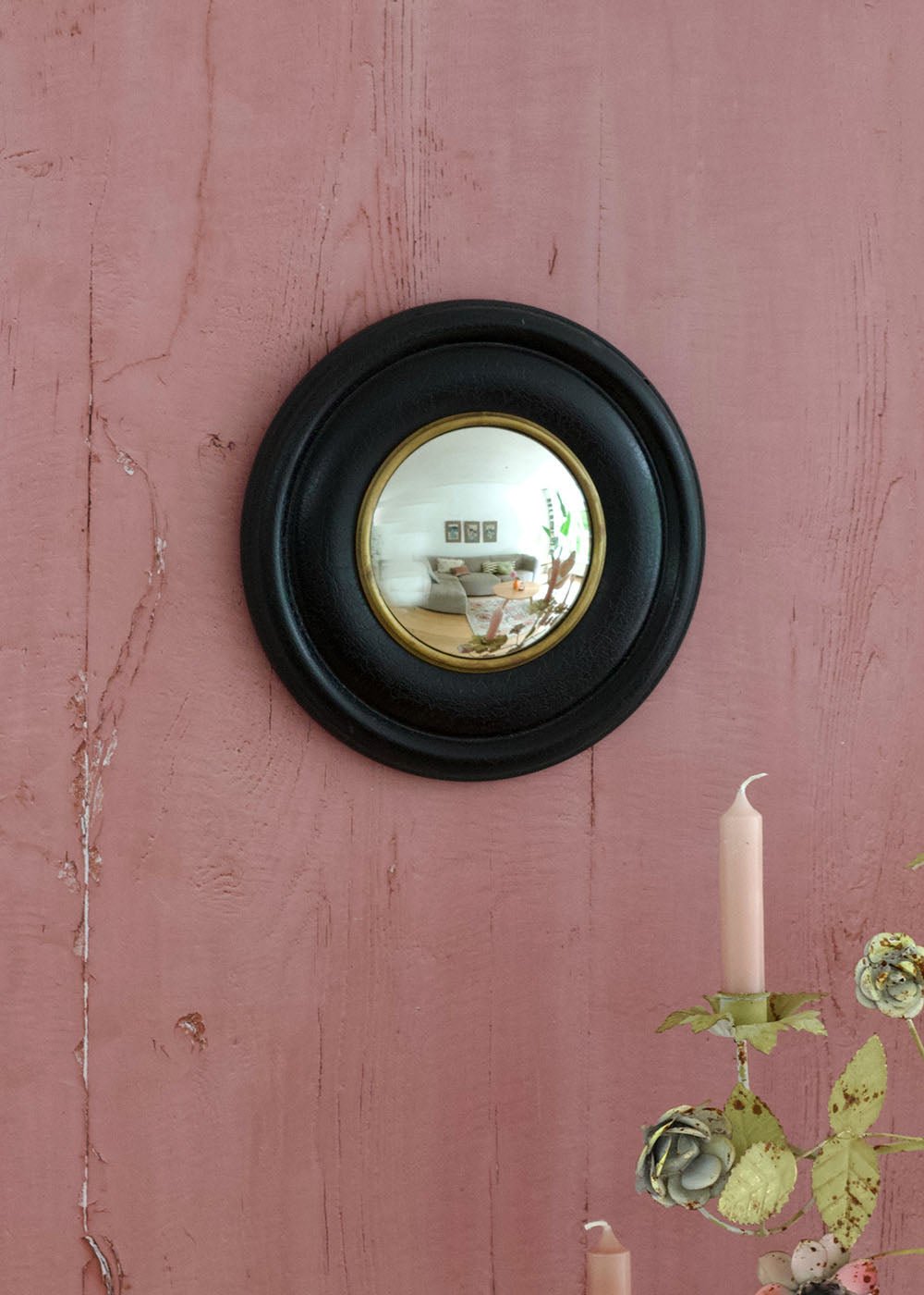 Miroir convexe en bois moyen