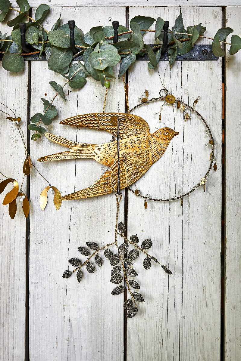 Swallow ornament brass large