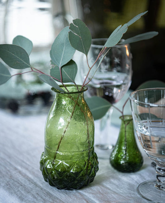 Vase green recycled glass