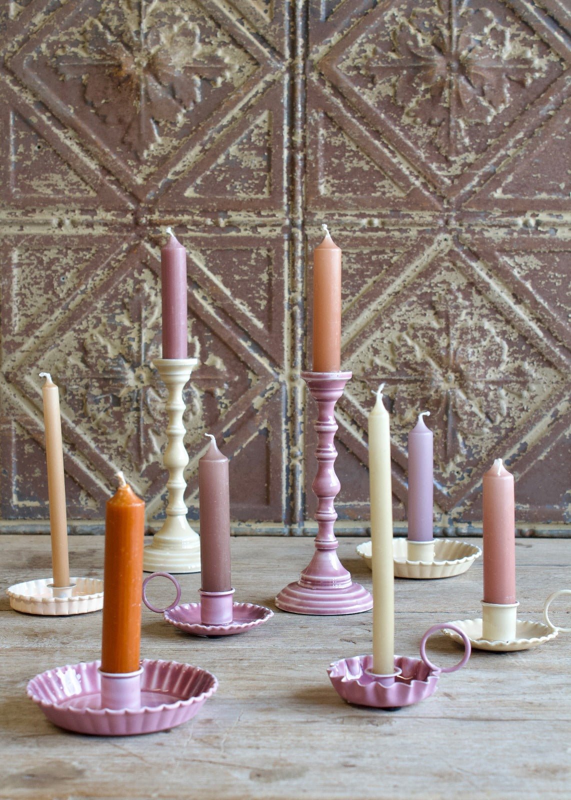 Enamel candle holder Lilac
