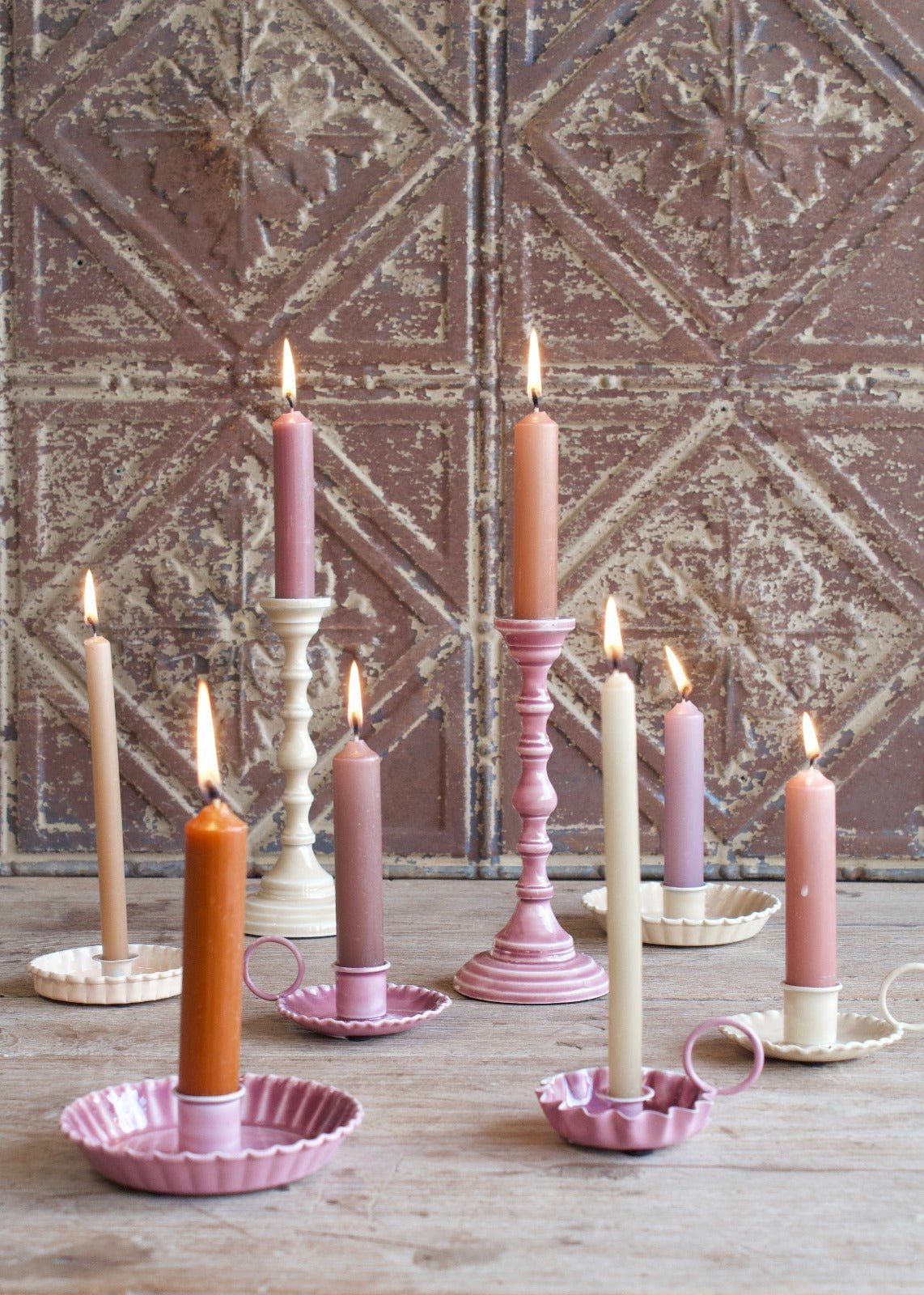 Enamel candle holder Lilac