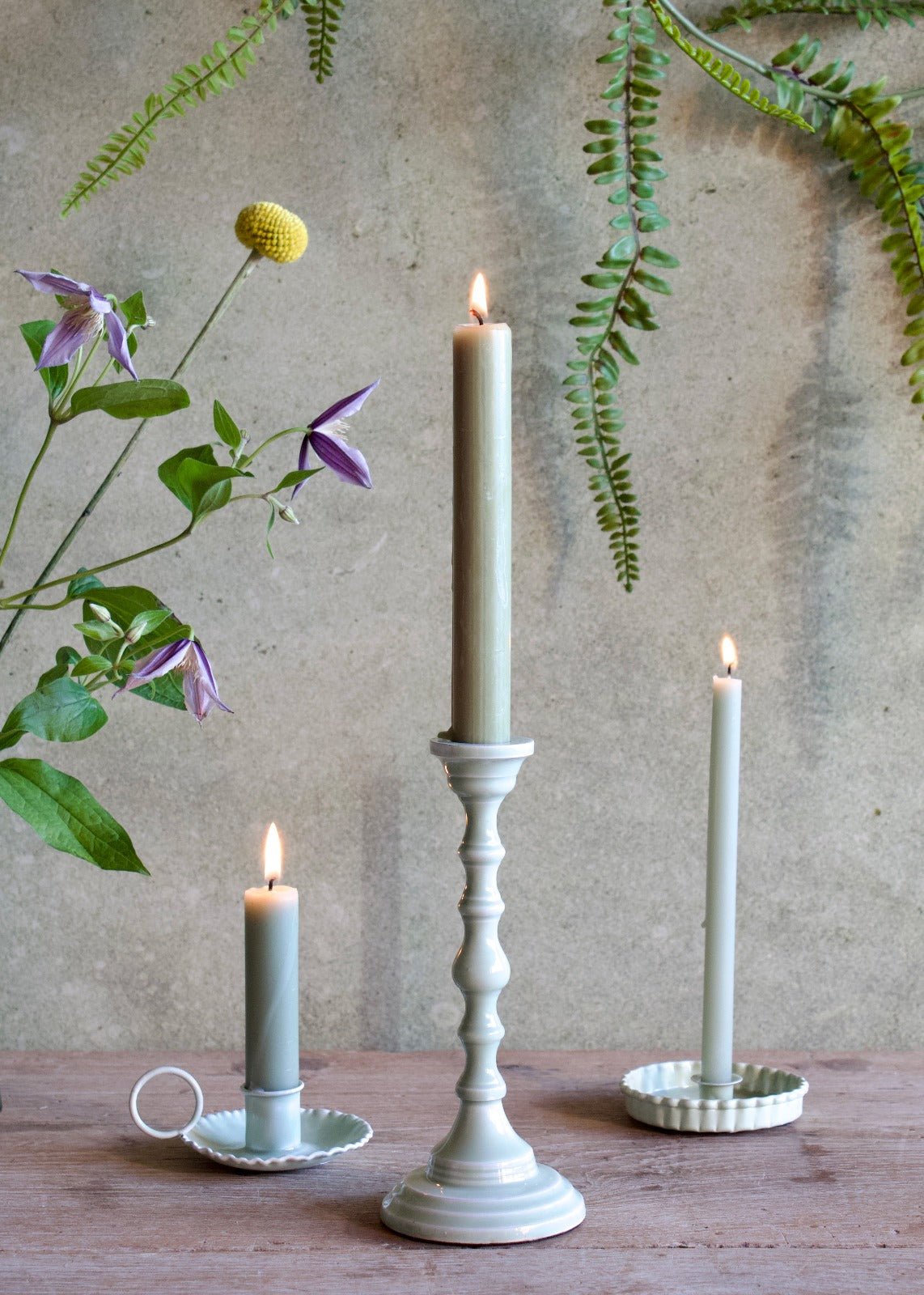 Emaille kaarsenhouder Mint