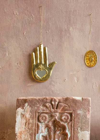 Ex-Voto Hand with Heart Mirror Ornament