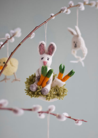 Felt Easter Hare with Carrots Ornament