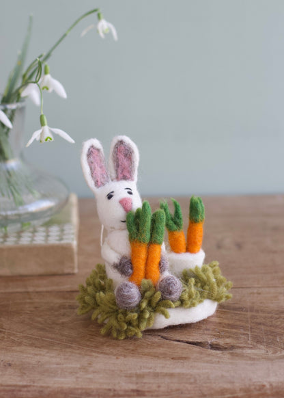 Felt Easter Hare with Carrots Ornament