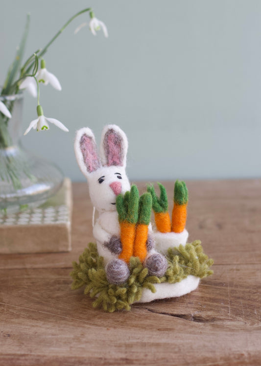 Felt Easter Hare with Carrots Ornament