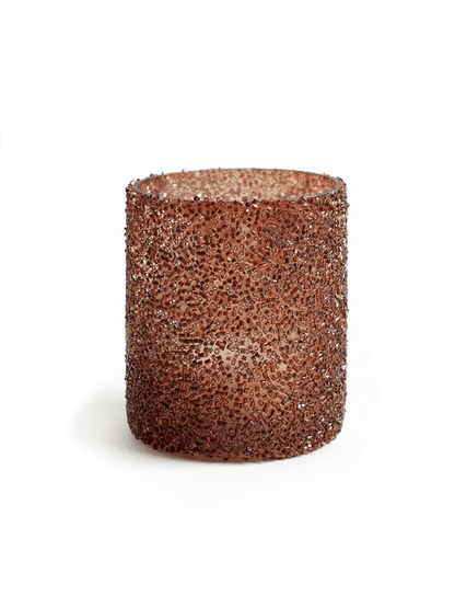 Glass Glitter Candle Holder Warm Brown