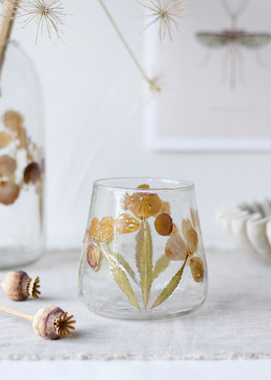 Glass Tealight Holder with Real Pressed Flowers