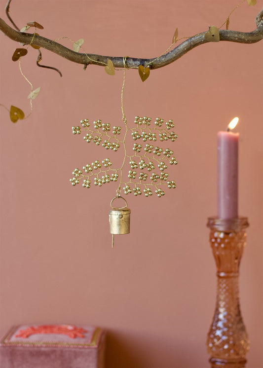 Bel ornament goudkleurige kralen