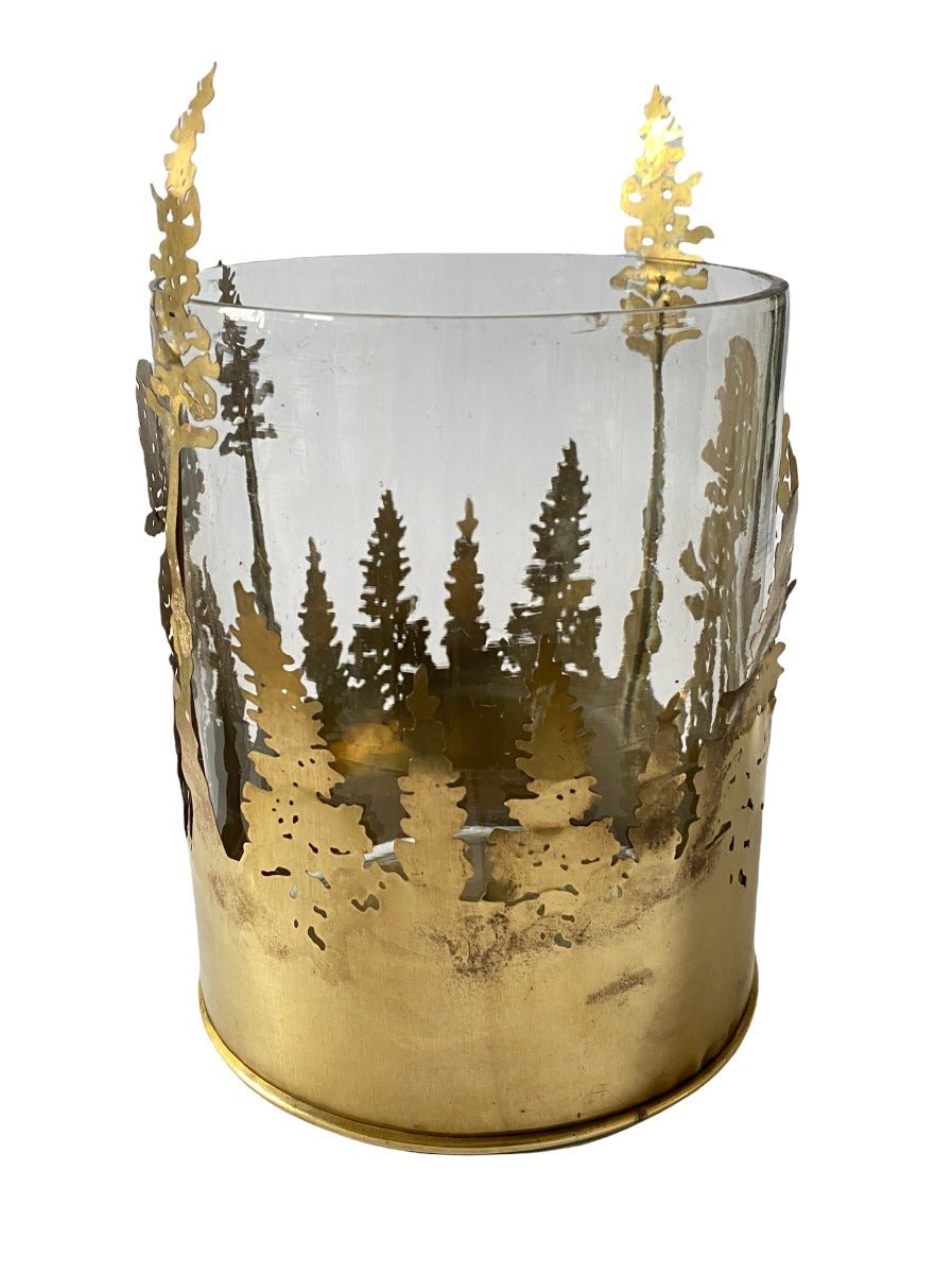 Gold Forest Glass Candle Holder