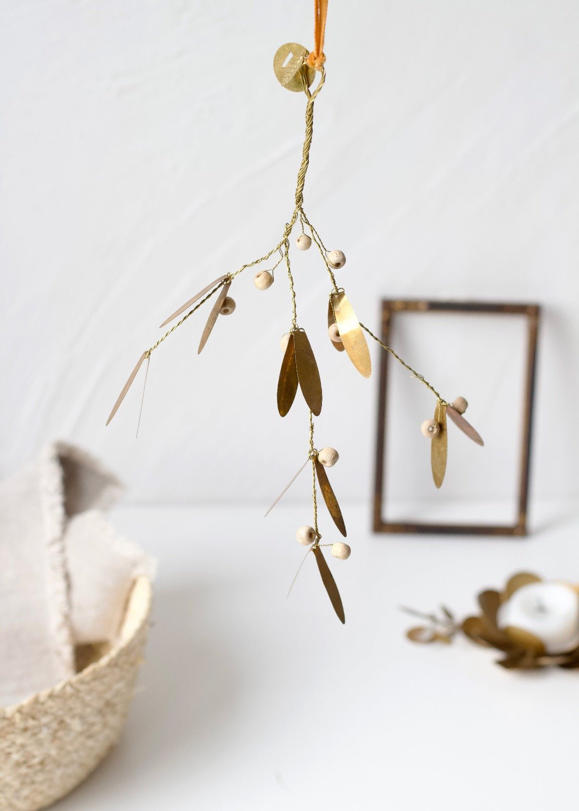 Golden Branch Ornament with Pearls