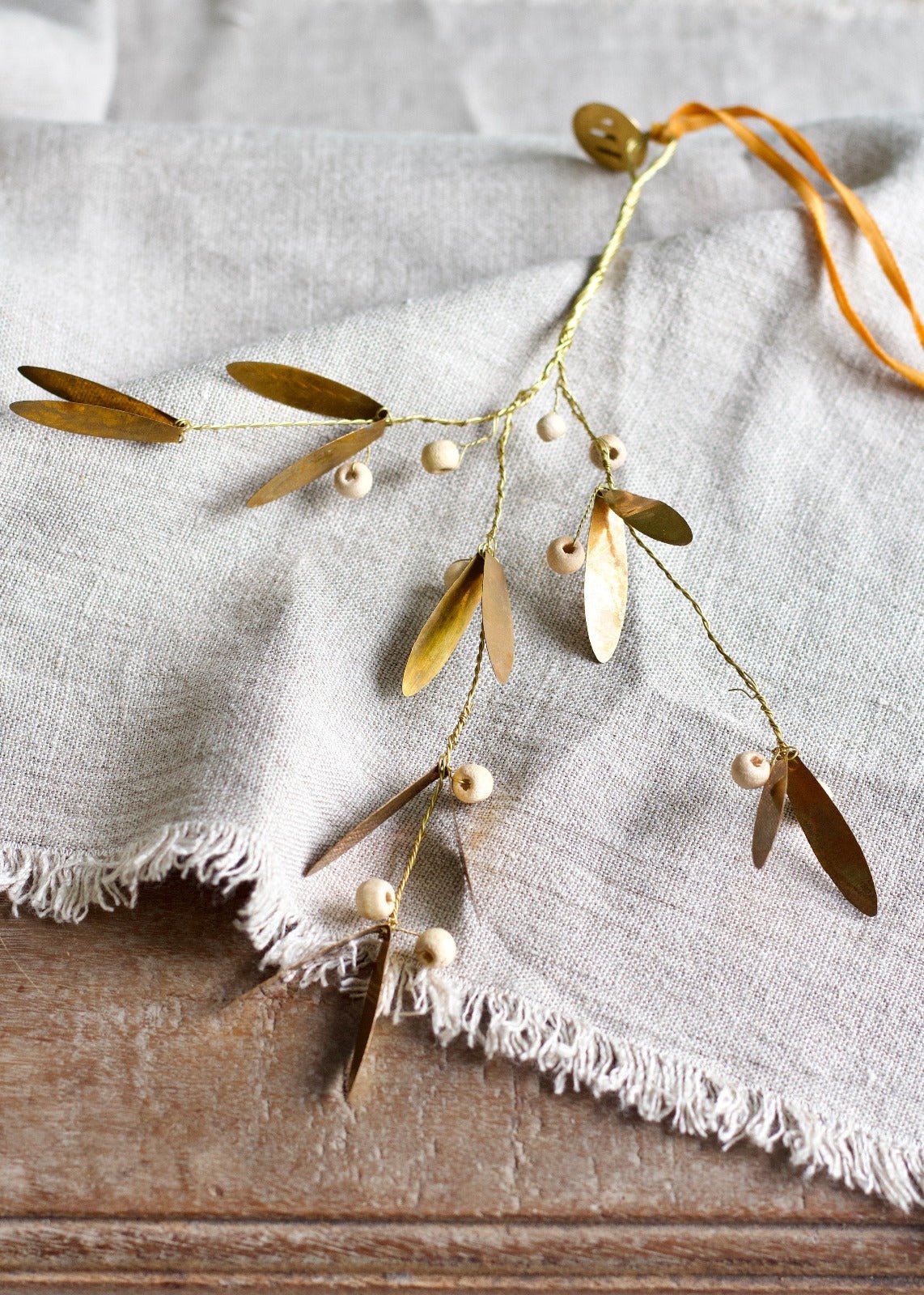 Golden Branch Ornament with Pearls
