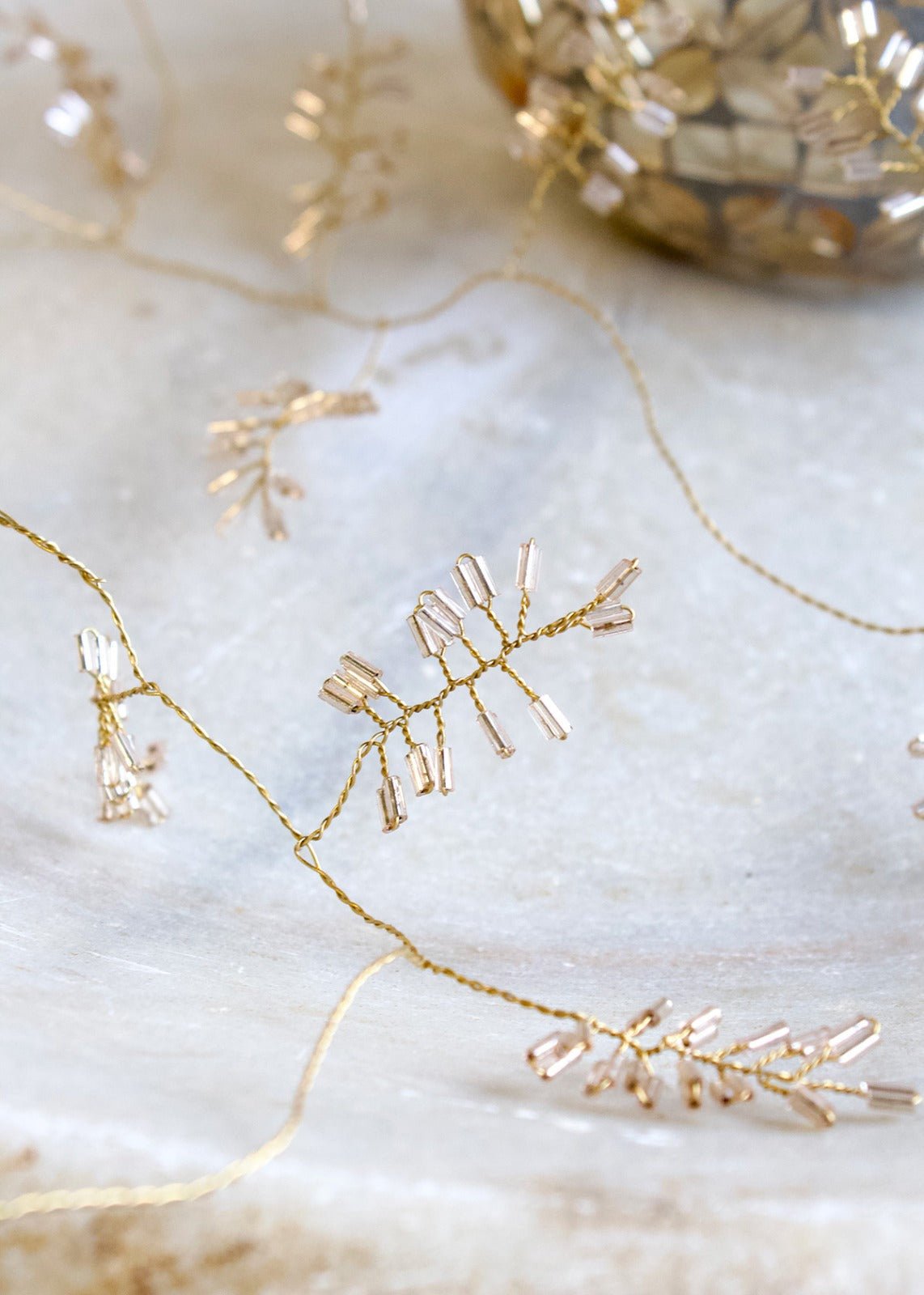 Golden Wire Garland with Champagne Beads
