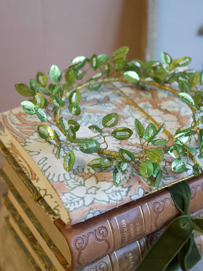Green Beaded Leaf Wreath