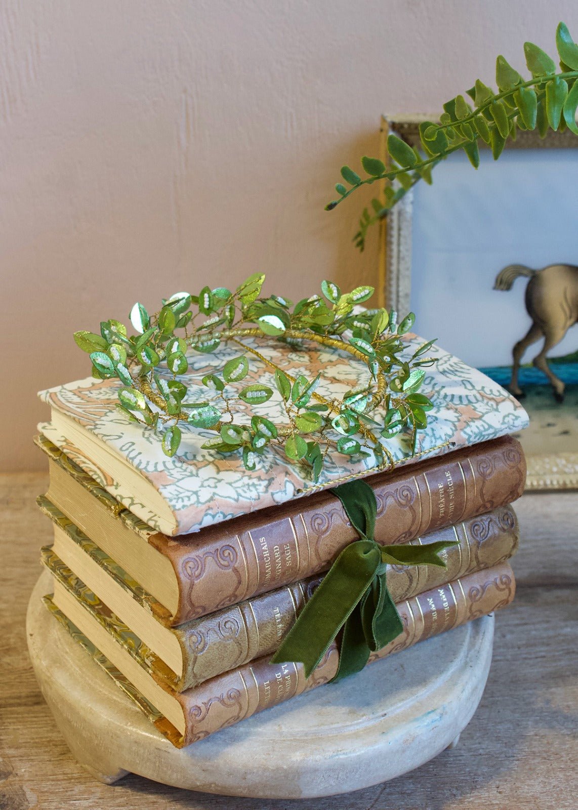 Green Beaded Leaf Wreath