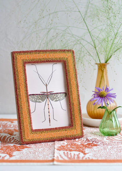 Hand-Beaded Photo Frame Amber