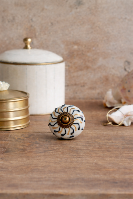 Ceramic Knob Black Gold Swirl
