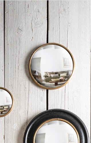 Large Convex Mirror with Brass Frame