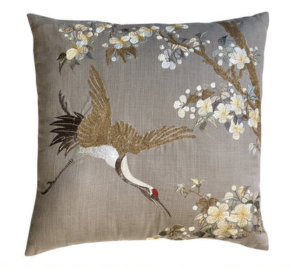 handmade cushion features a beautiful design crafted from cotton greige with embroidery