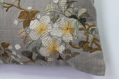 handmade cushion features a beautiful design crafted from cotton greige with embroidery