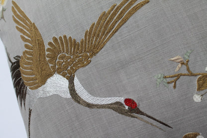 handmade cushion features a beautiful design crafted from cotton greige with embroidery