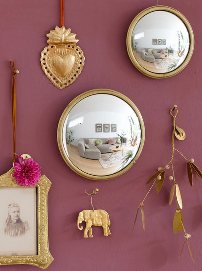 Medium Convex Mirror with Brass Frame