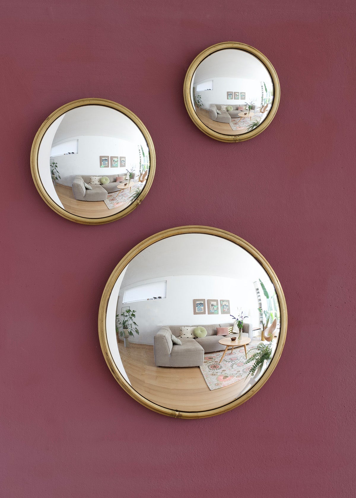 Medium Convex Mirror with Brass Frame