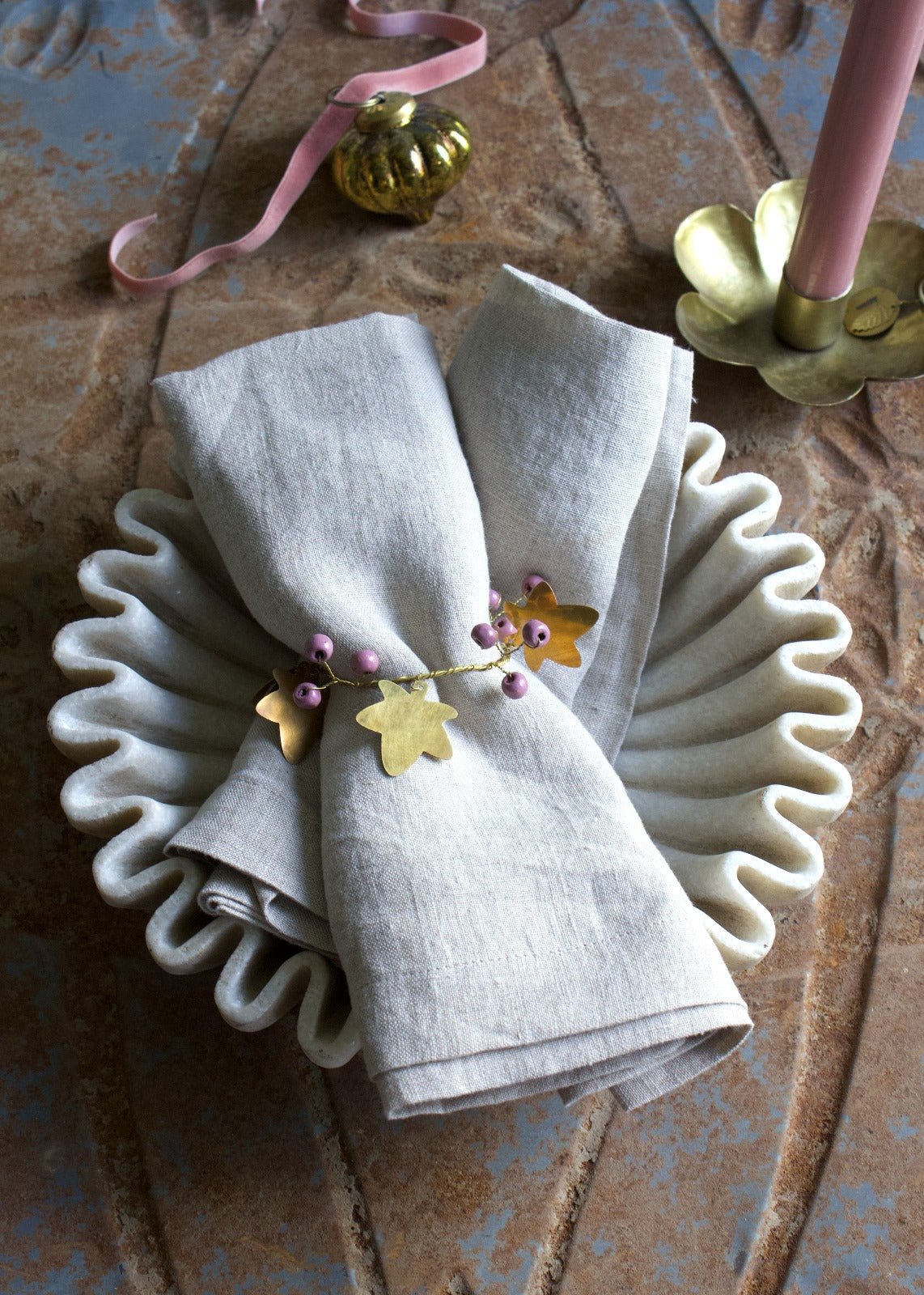 Rond de serviette perles en bois violet