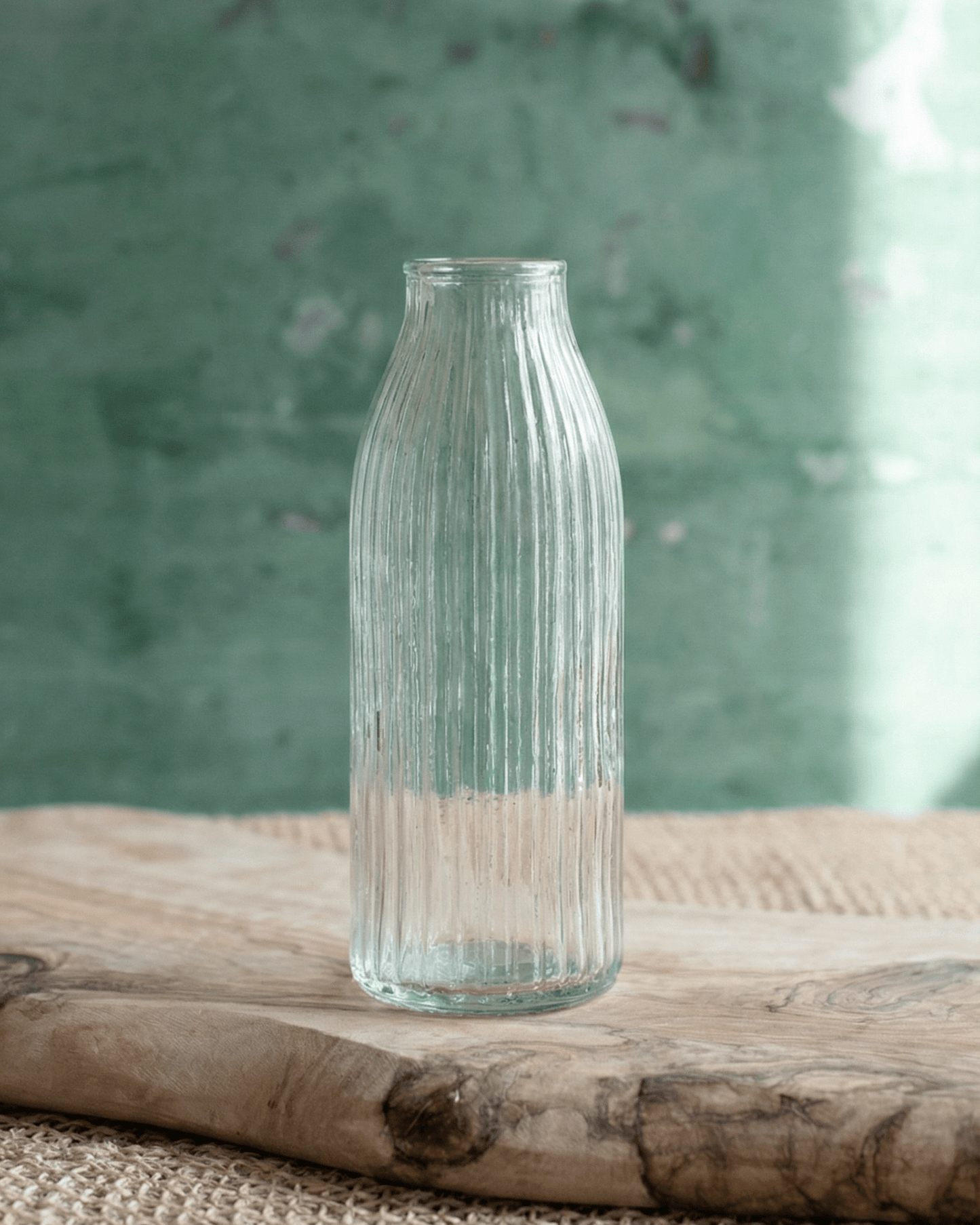 Ribbed glass vase