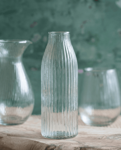 Ribbed glass vase
