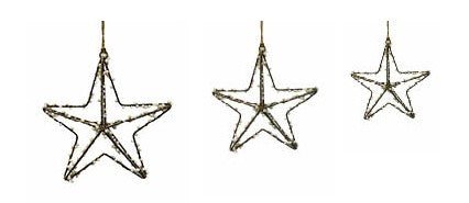 Three star-shaped decorations on a white background