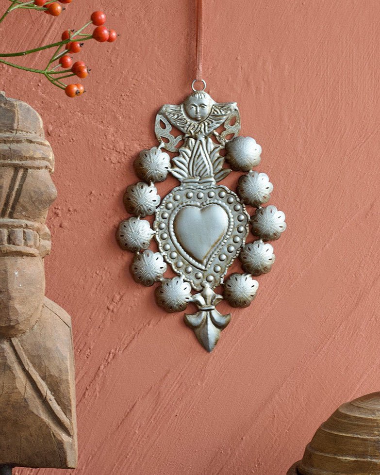 Silver Ex-Voto Heart Ornament