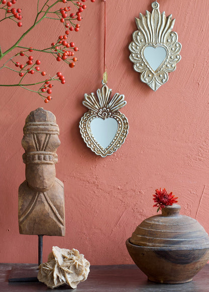 Silver Heart Mirror with Crown