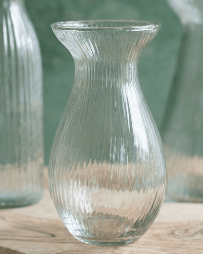 Small Curved Ribbed Glass Vase