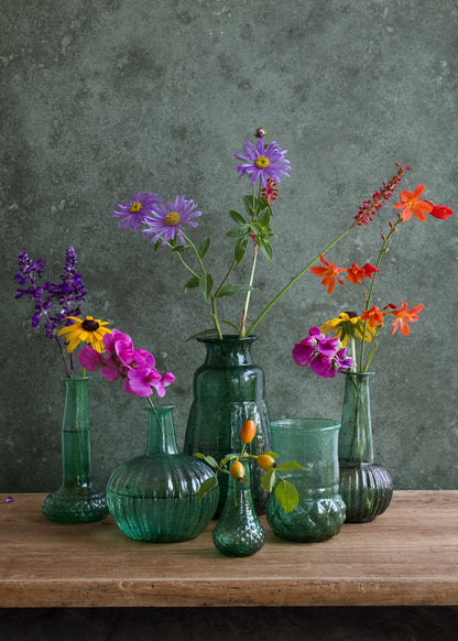 Small Green Recycled Glass Bud Vase